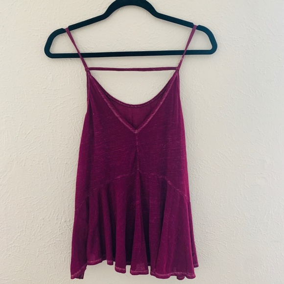 FREE PEOPLE dark maroon swingy tank top Small S - Picture 3 of 7